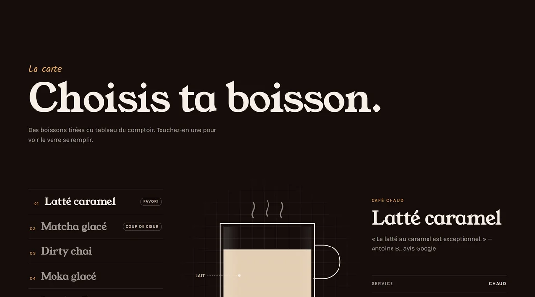 Extrait de concept : carte de boissons avec tasse illustrée