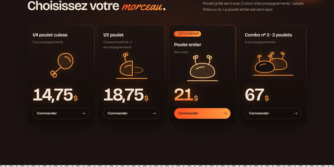 Extrait de concept : cartes de commande avec icônes dessinées